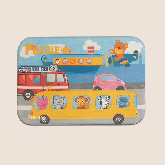 Set de Puzzles en Caja Metálica – 4 Puzzles Ilustrados