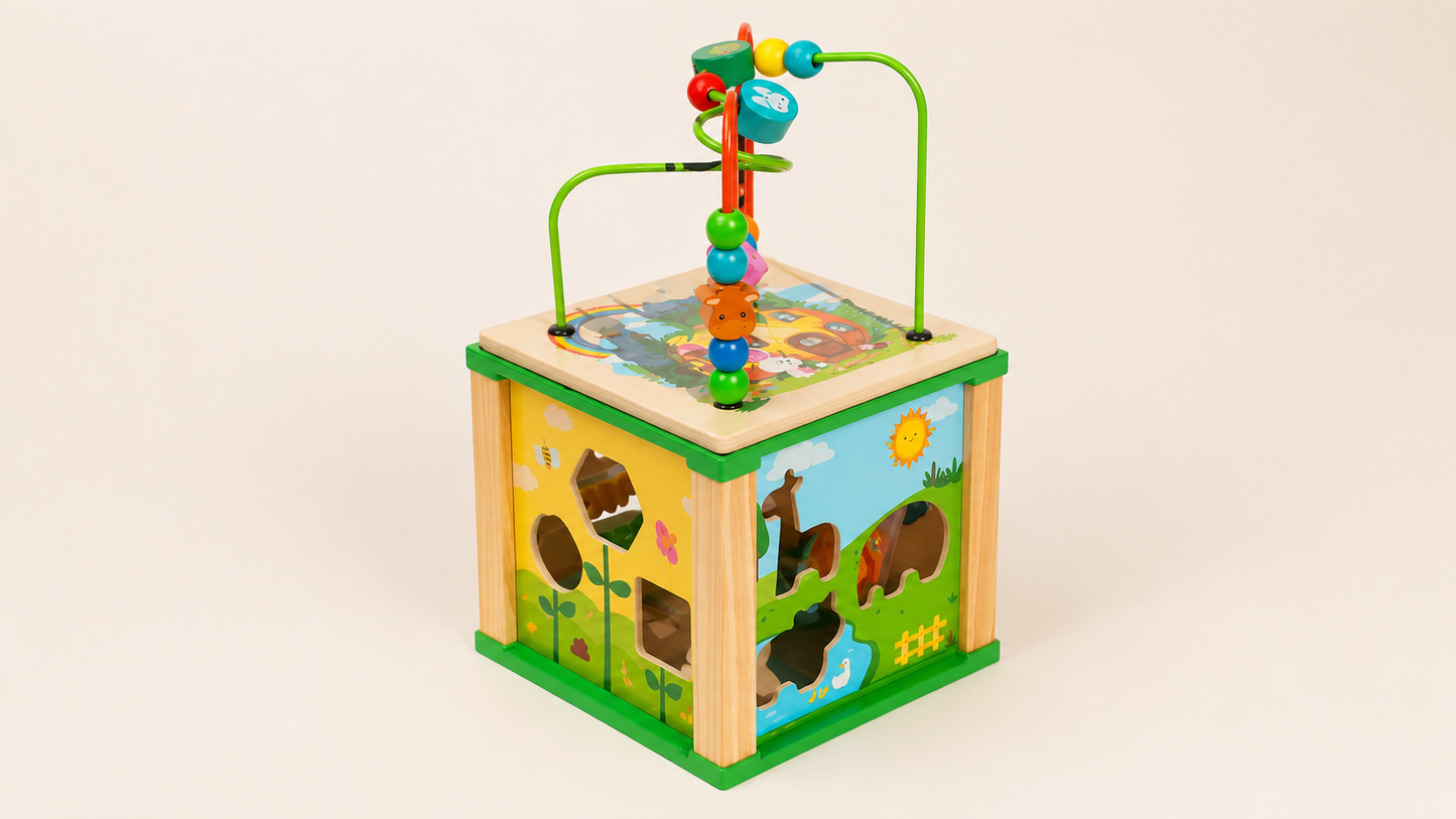Cubo de actividades Didáctico de Madera 5 en 1