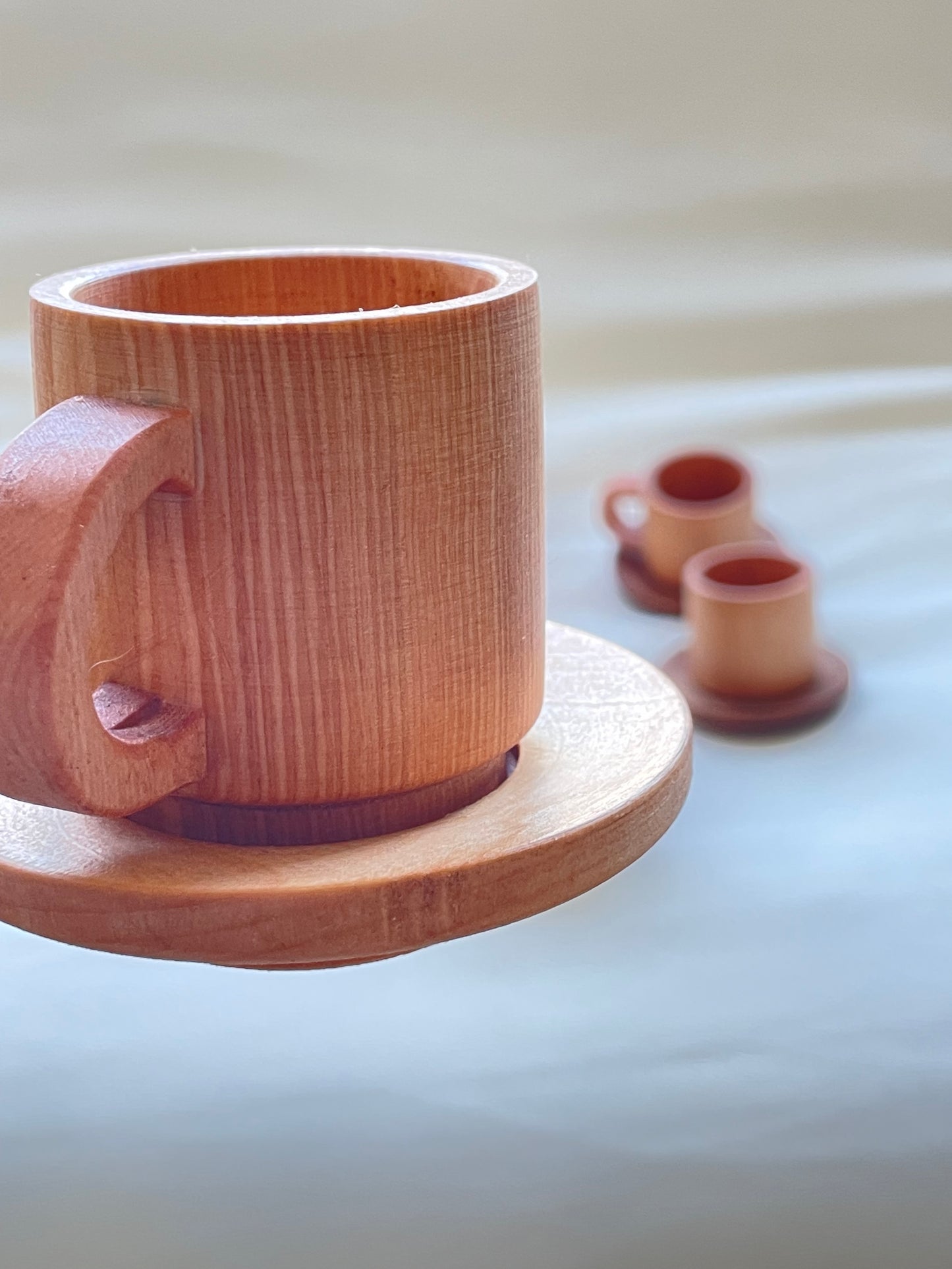 Set de 4 tazas y 4 platos de Juguete de Madera Nativa