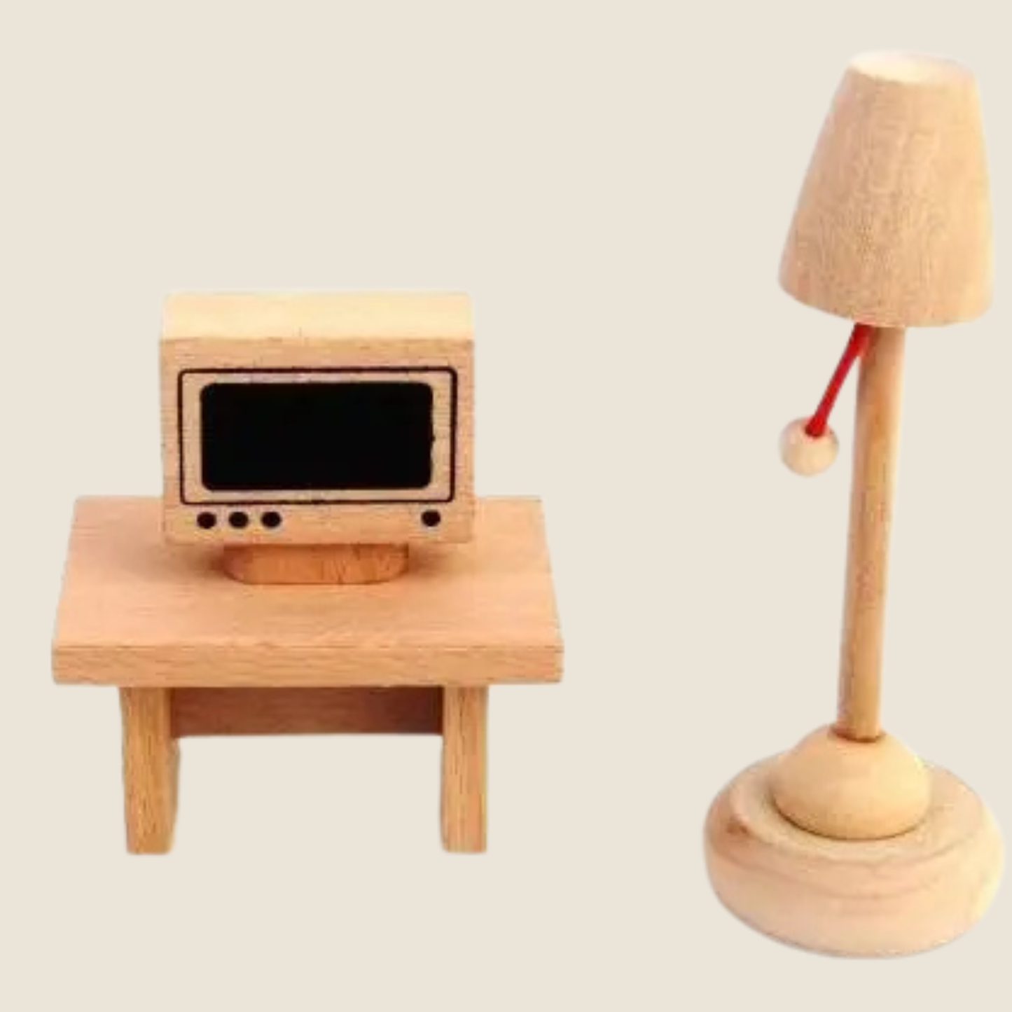 Completo Set Muebles De Living en Madera Para Casa de Muñecas