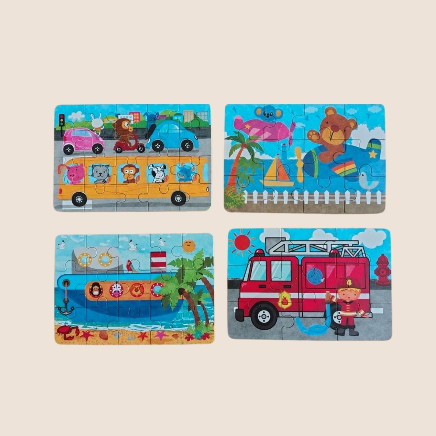 Set de Puzzles en Caja Metálica – 4 Puzzles Ilustrados